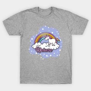 Cute Little Unicorn & Rainbow On Cloud T-Shirt